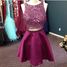 Load image into Gallery viewer, Stunning Beaded Satin Homecoming Dresses Two Piece Prom Gowns Short-alinanova