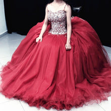 Load image into Gallery viewer, Stunning Crystal Beaded Organza Ruffles Ball Gowns Quinceanera Dresses-alinanova