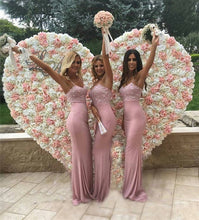 Load image into Gallery viewer, Sweetheart-Mermaid-Prom-Dresses-Long-Bridesmaid-Gowns-Pink