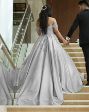 Load image into Gallery viewer, Silver Wedding Dresses Ball Gowns