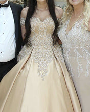 Load image into Gallery viewer, Gold Sweetheart Ball Gown Wedding Dress