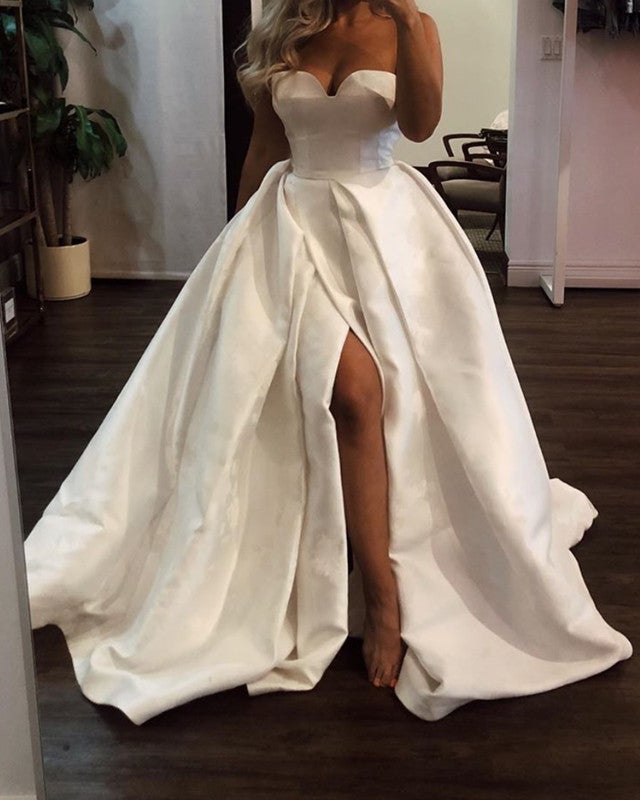 strapless open back dress Vintage Party Time White Empire Waist Wedding Gown Size S – DYL Fashions main image 0