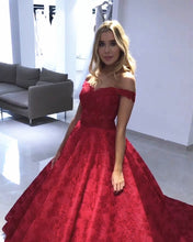 Load image into Gallery viewer, Sweetheart Off-the-Shoulder Lace Ball Gowns Wedding Dresses