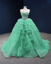 Load image into Gallery viewer, Sweetheart Ruffles Ball Gown Dresses Embroidery Beaded