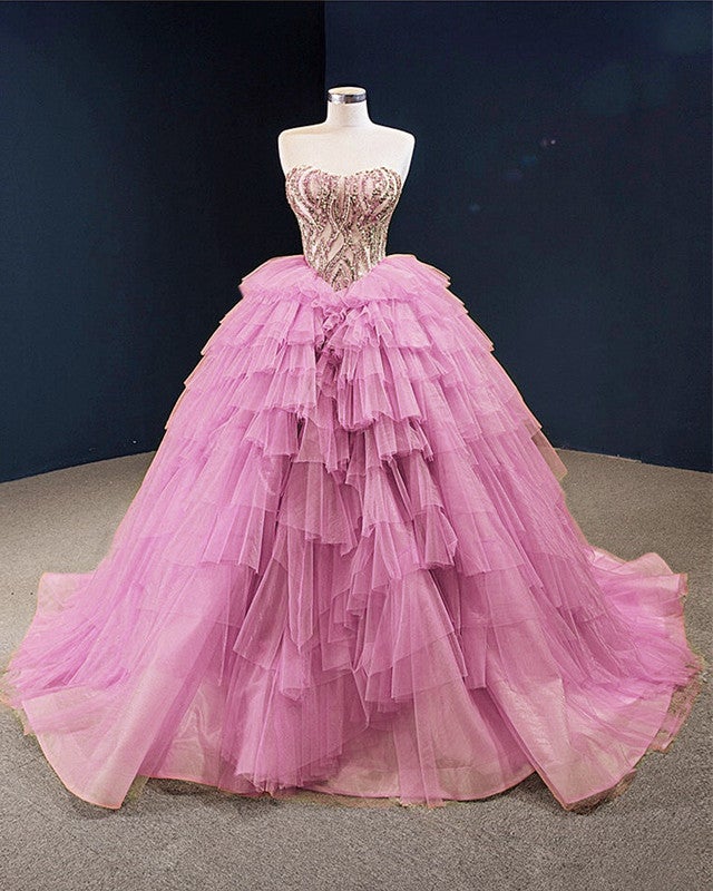 QXMYOO Sweetherart Long Prom Dress With Lace - Elegant Ball Gown For Quinceañera, Evening, Or Formal Events