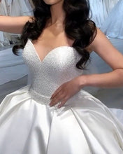 Load image into Gallery viewer, Sweetheart Wedding Dress Pearl Beaded Satin Ball Gown