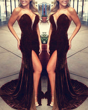 Load image into Gallery viewer, Coffee Bridesmaid Dresses Mermaid