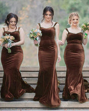 Load image into Gallery viewer, Tan Bridesmaid Dresses Velvet