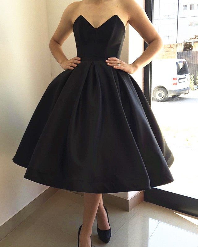 Tea Length Homecoming Dresses Satin V Neck Tea Length Homecoming Dresses Satin V Neck