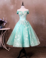 Load image into Gallery viewer, Tea Length Prom Dresses Tulle Ball Gowns Light Blue