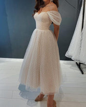 Load image into Gallery viewer, Tea Length Wedding Dress Tulle Off The Shoulder