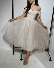 Load image into Gallery viewer, Tea Length Wedding Dress Tulle Off The Shoulder-alinanova