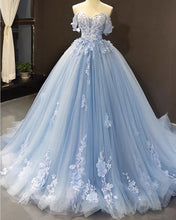 Load image into Gallery viewer, Light Blue Ball Gown Prom Dresses 2022