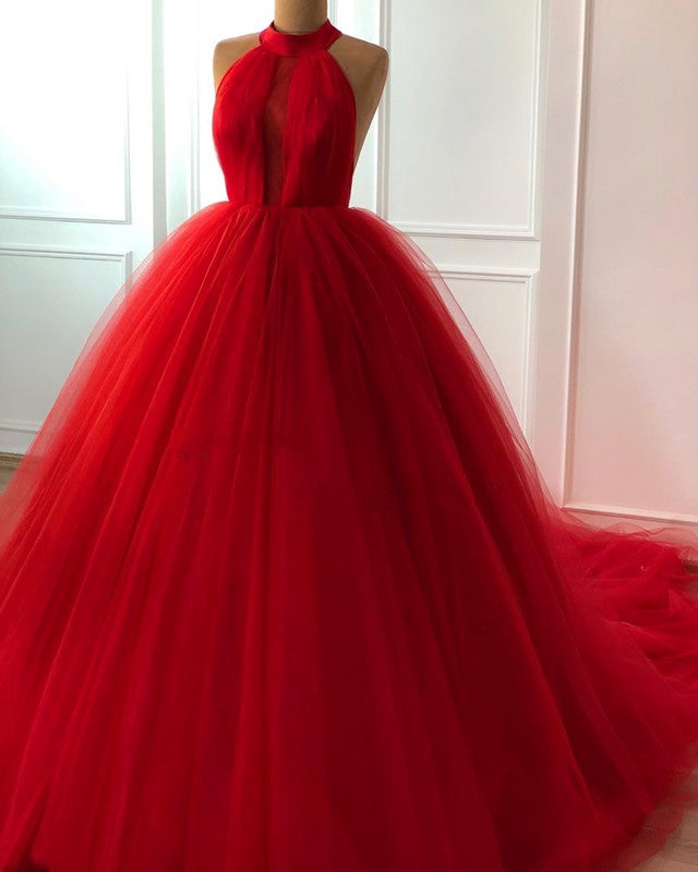 Tulle Ball Gown Halter Dresses For Weddings – alinanova