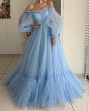 Load image into Gallery viewer, Light Blue Dress Off Shoulder
