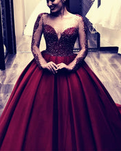 Load image into Gallery viewer, Burgundy Wedding Dress Satin