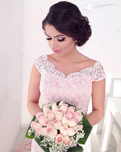 Load image into Gallery viewer, Tulle Mermaid Dresses Appliques Off The Shoulder