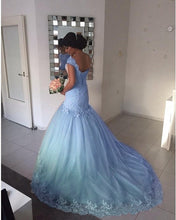 Load image into Gallery viewer, Tulle Mermaid Dresses Appliques Off The Shoulder