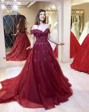 Load image into Gallery viewer, Burgundy Evening Gown For Wedding