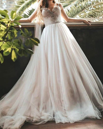 A Line Tulle Wedding Dress For Bride 2020