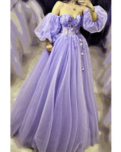 Load image into Gallery viewer, Tulle Sweetheart Corset Prom Dresses Lace Embroidery With Removable Sleeves