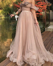 Load image into Gallery viewer, Tulle Sweetheart Embroidery Wedding Boho Dresses Off The Shoulder-alinanova