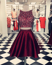 Load image into Gallery viewer, Burgundy Homecoming Dresses Two Piece