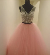 Load image into Gallery viewer, Two Piece Quinceanera Dresses Ball Gowns Crystal Beaded V Neck