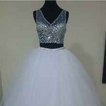 Load image into Gallery viewer, Two Piece Quinceanera Dresses Ball Gowns Crystal Beaded V Neck-alinanova