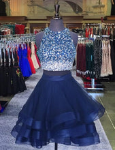 Load image into Gallery viewer, Ombre-Prom-Homecoming-Dressee-Navy-Blue-Ball-Gowns