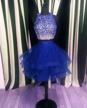 Load image into Gallery viewer, 2 piece royal blue homecoming dress