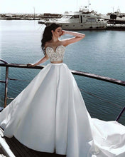 Load image into Gallery viewer, Two Piece Satin Wedding Dresses Sweetheart Corset
