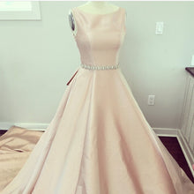 Load image into Gallery viewer, Unique Bow Back Satin Princess Wedding Dresses Pink