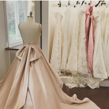 Load image into Gallery viewer, Unique Bow Back Satin Princess Wedding Dresses Pink-alinanova