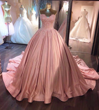 Load image into Gallery viewer, Unique Lace Appliques Taffeta Ball Gowns Wedding Dress Pink-alinanova