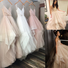 Load image into Gallery viewer, V Neck Organza Ruffles Princess Wedding Gowns