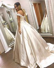 Load image into Gallery viewer, V-neck Off The Shoulder Satin Ball Gowns Quinceanera Dresses