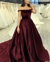 Load image into Gallery viewer, Burgundy Velvet Top Prom Dresses