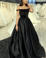 Load image into Gallery viewer, Black Ball Gown Prom Dresses