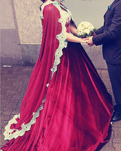 Load image into Gallery viewer, Velvet Ball Gown Wedding Dress With Cape