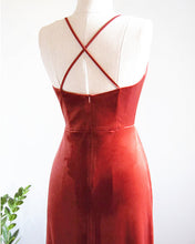 Load image into Gallery viewer, Velvet Bridesmaid Dresses Cross Back
