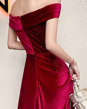 Load image into Gallery viewer, Off Shoulder Velvet Sparkle Dress