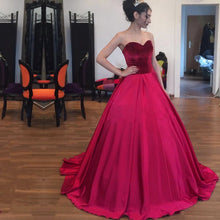 Load image into Gallery viewer, Velvet Sweetheart Long Satin Ball Gowns Wedding Dresses-alinanova