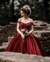 Load image into Gallery viewer, Red Velvet Prom Dress Ball Gowns