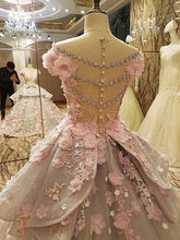 Load image into Gallery viewer, Vintage Floral Lace Flower Wedding Dresses Ball Gowns