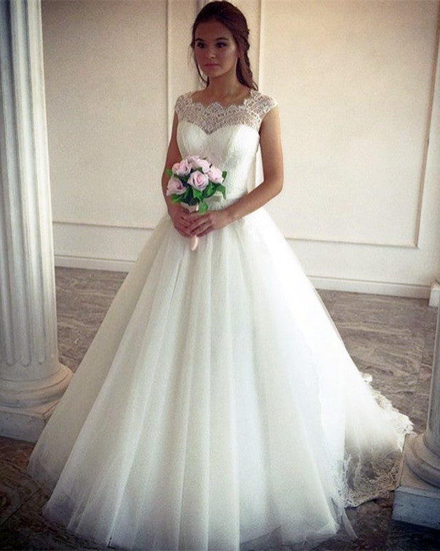 Vintage Lace Cap Sleeves Tulle Princess Wedding Dresses Ball Gowns Vintage Lace Cap Sleeves Tulle Princess Wedding Dresses Ball Gowns