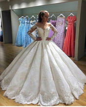 Load image into Gallery viewer, Vintage Long Sleeves Ball Gown Wedding Dresses Lace Embroidery