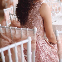 Load image into Gallery viewer, Vintage V Neck Tea Length Lace Wedding Guest Dresses