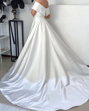 Load image into Gallery viewer, A-line Satin Off The Shoulder Wedding Dress With Pockets