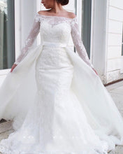 Load image into Gallery viewer, Lace Mermaid Wedding Dress Removable Skirt Off Shoulder
